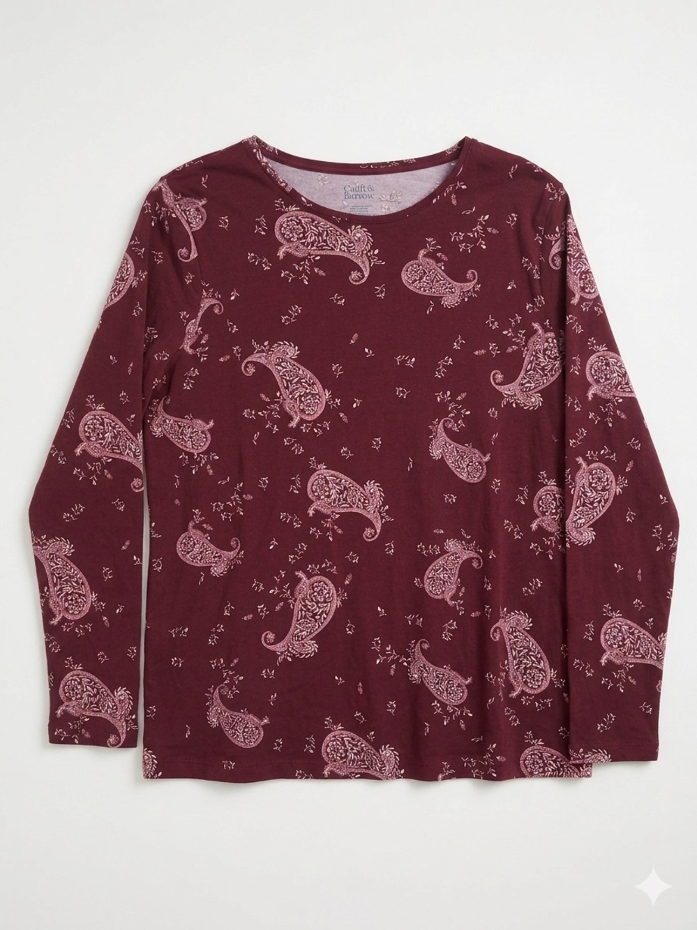 croft & barrow Burgundy Paisley Long Sleeve Tee